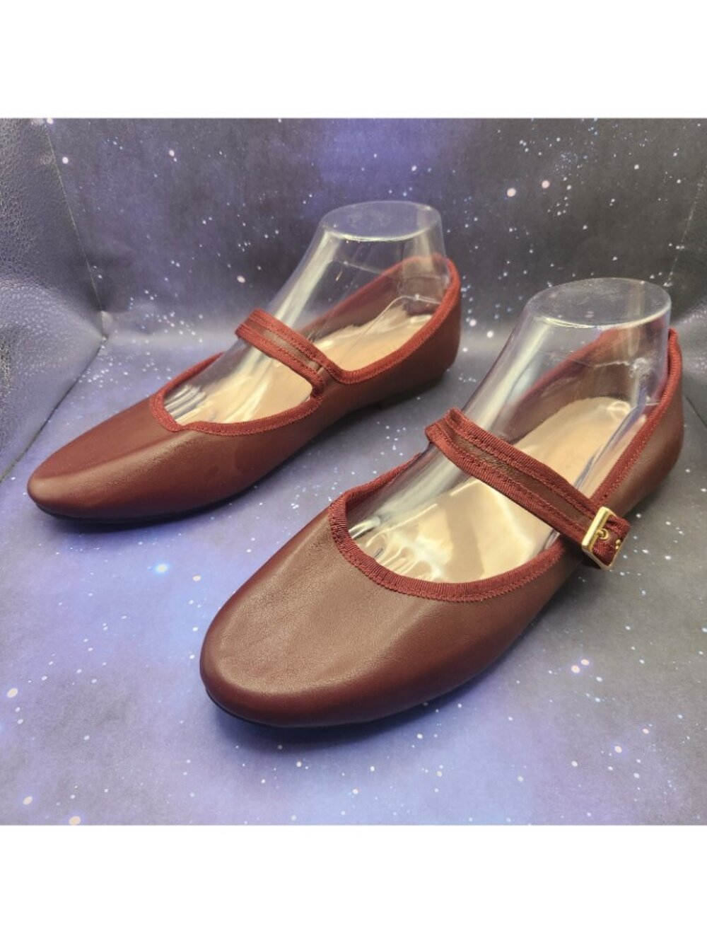 Fever Sole Maroon Red Mary Jane Flats Slip On Shoes Buckle EURO 41 US 9.5 NEW - Picture 4 of 9